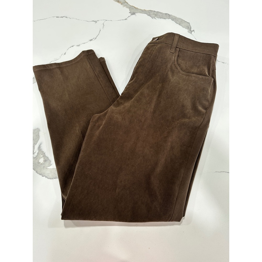 Bill Blass Jeans Brown Faux Suede Stretch Straight Leg Pants Womens 10